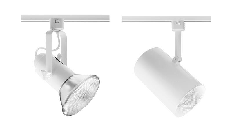 White screw-in lamp products for Juno track lighting systems.