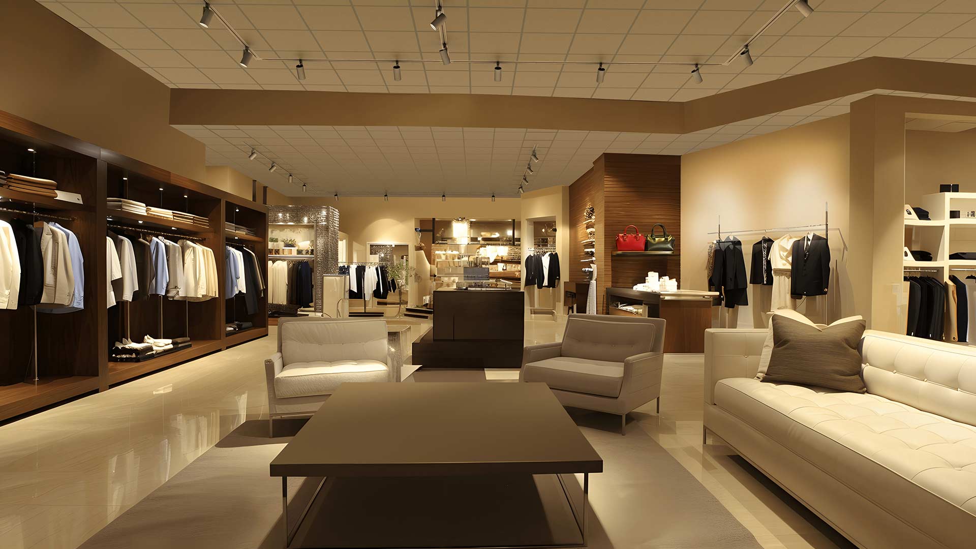 Products in clothing store lit up by Juno Trac Linear Ambient